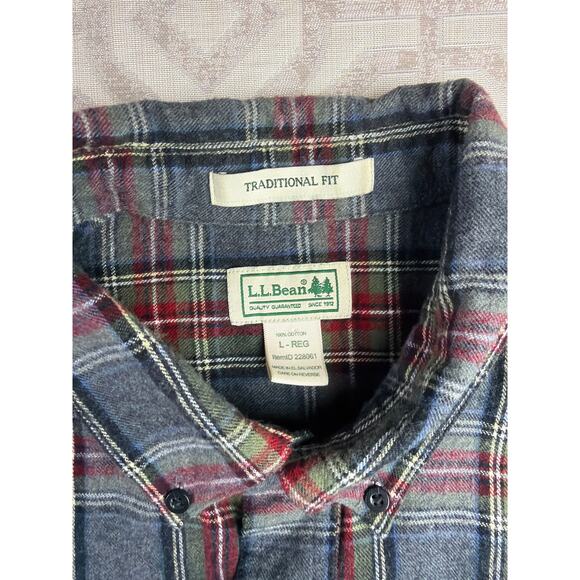 L.L. Bean Mens Traditional Fit Size L Reg Scotch Plaid Long Sleeve Flannel VTG - Picture 4 of 7